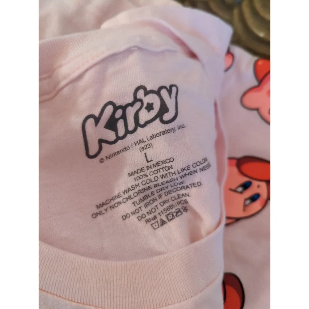 Kirby‎ Mens Pink Size Large Expressions Of Kirby Grid Design T-Shirt